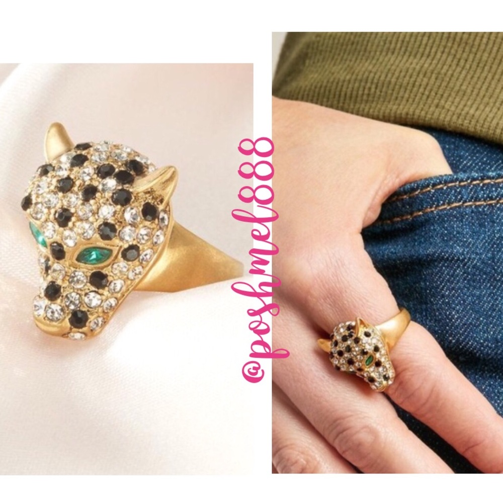 Stella & Dot | Pavé + Gold🐯Roar Cheetah Panther Cocktail Ring Retired - Picture 6 of 16